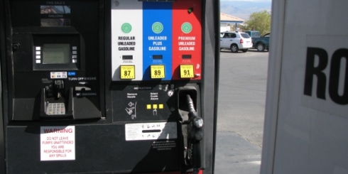 Tanker benzin på min autocamper i Pahrump, Nevada, USA.